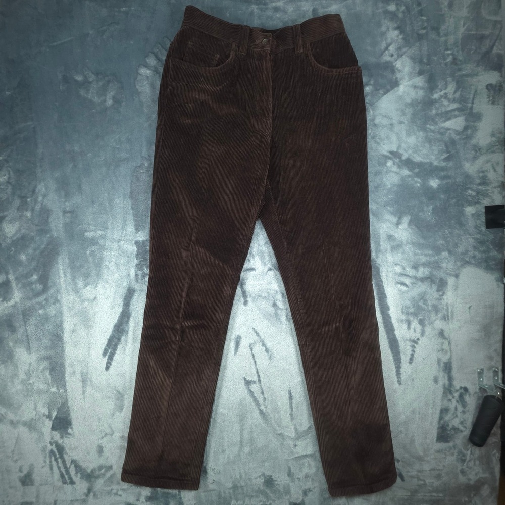 Lauren Ralph Lauren Petite Brown Corduroy Pants Straight Leg Stretch 4P RN54050